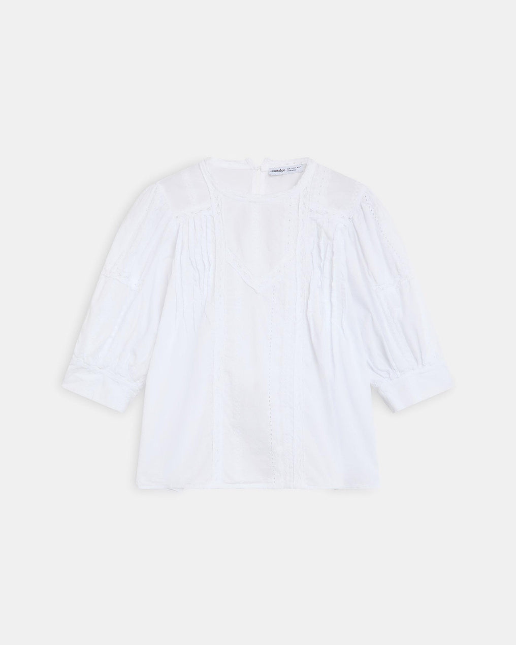 Blouse Manche Française Dentelles Coulisses Blanc