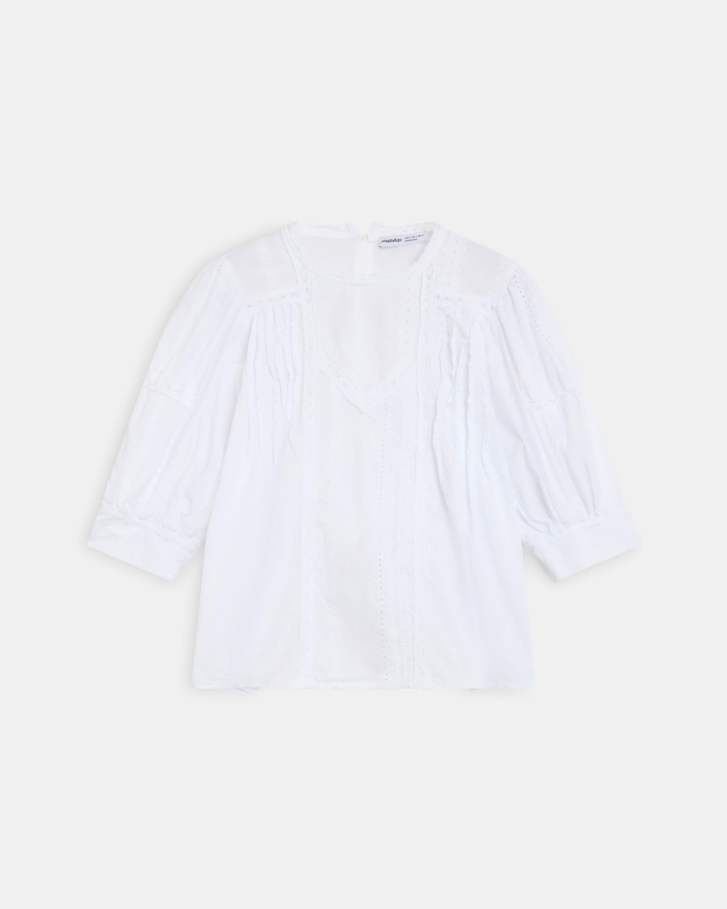 Blouse Manche Française Dentelles Coulisses Blanc
