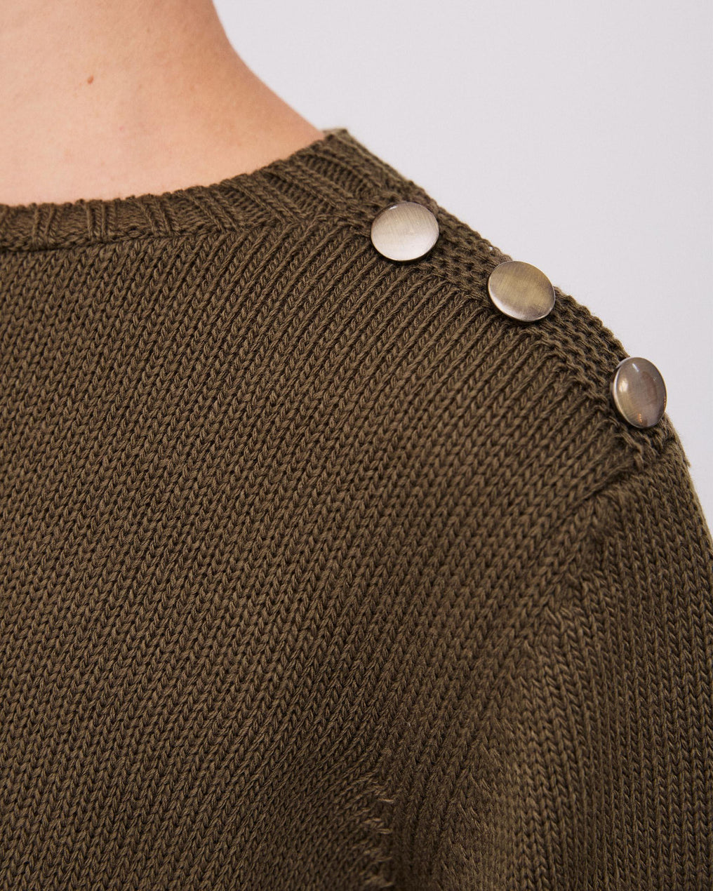 Jersey Botones Hombros Verde Oscuro
