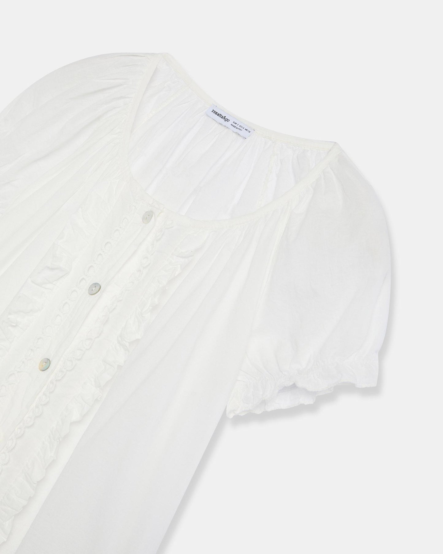 Blusa Botones Volantes Ondas Blanca
