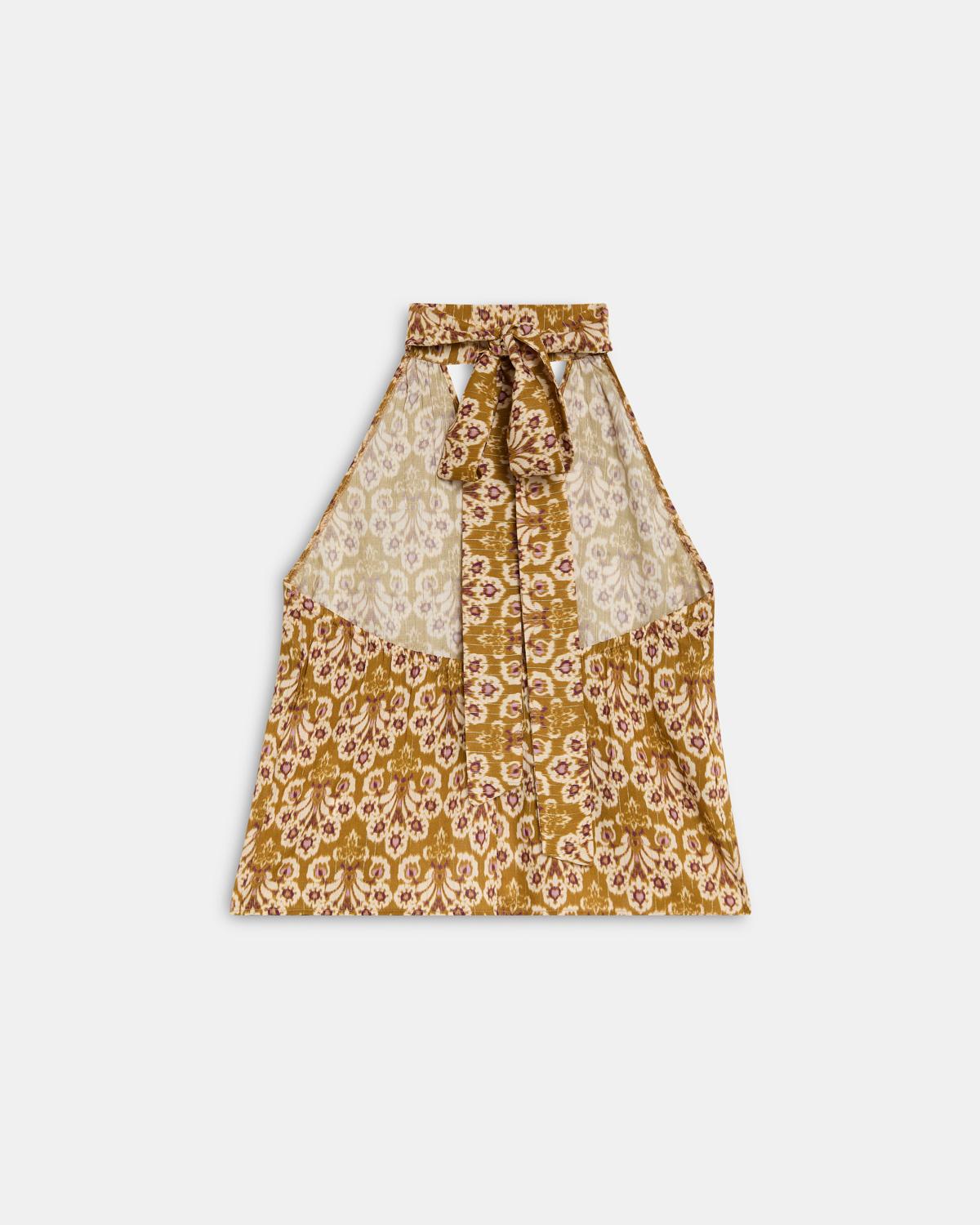 Top Abertura Estampado Mostaza