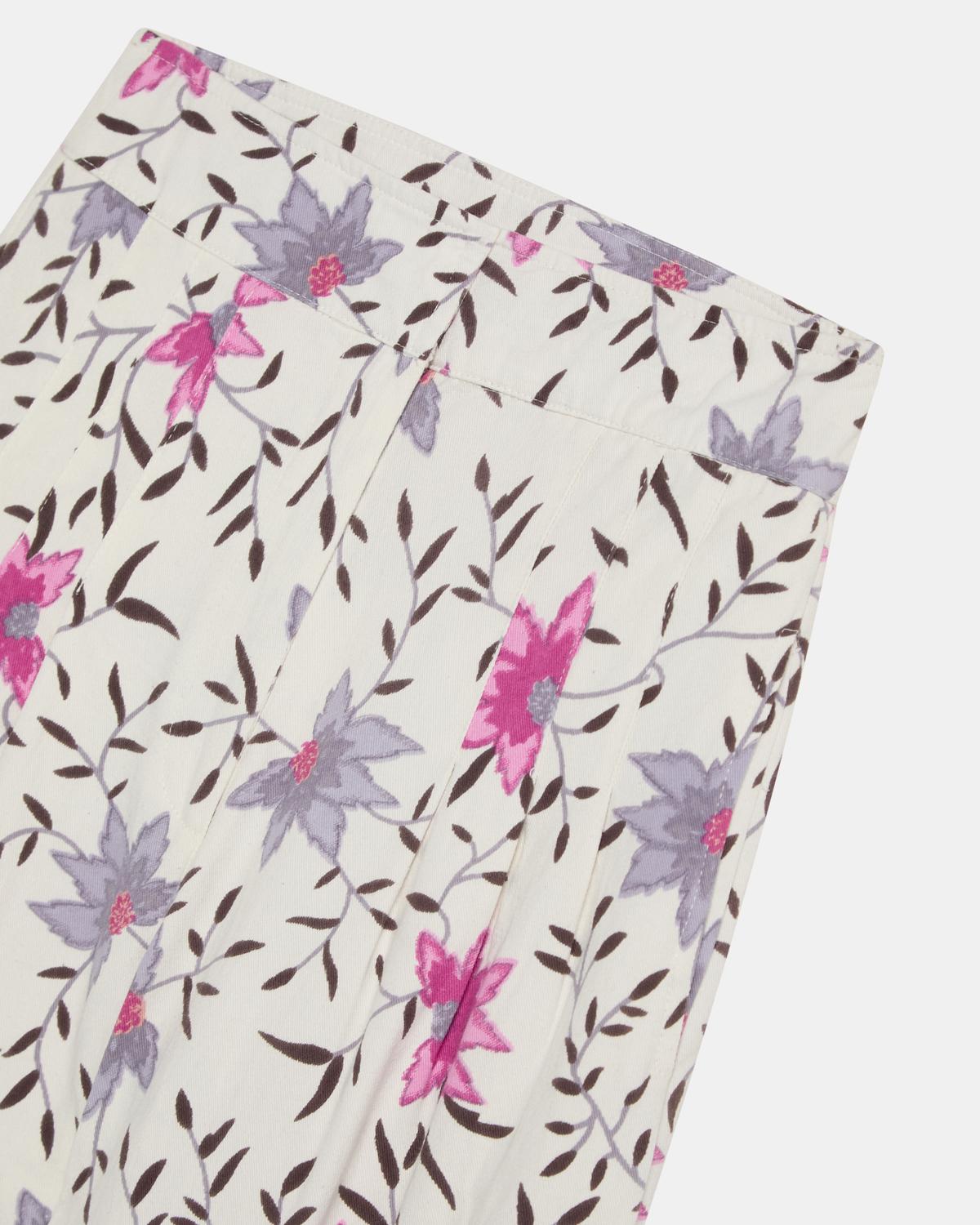 White Floral Print Harem Pants