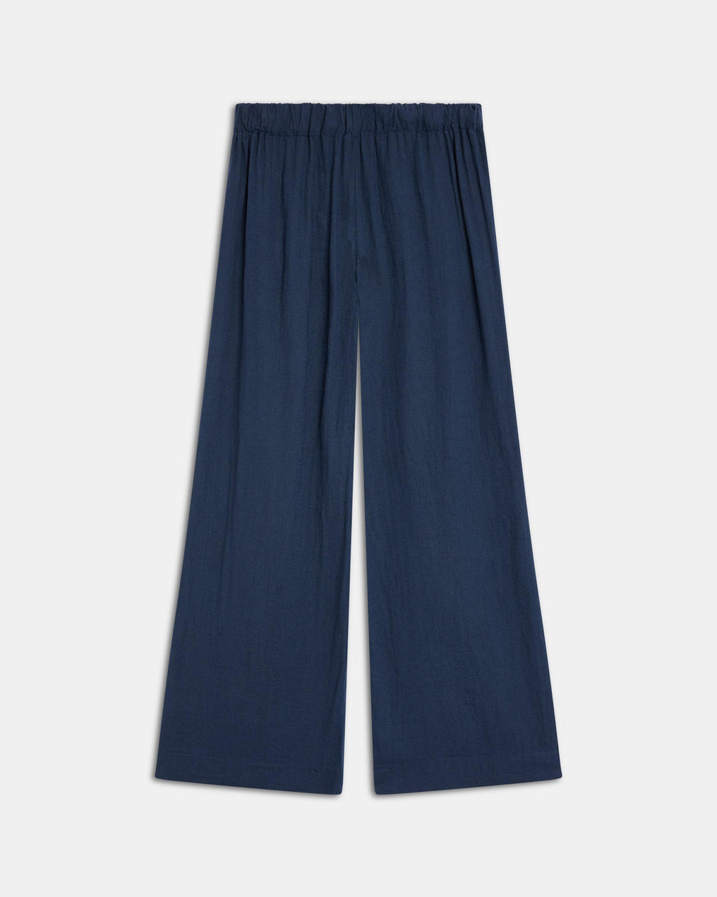 Calças Fluidas com Cordão com Linho Azul Marinho