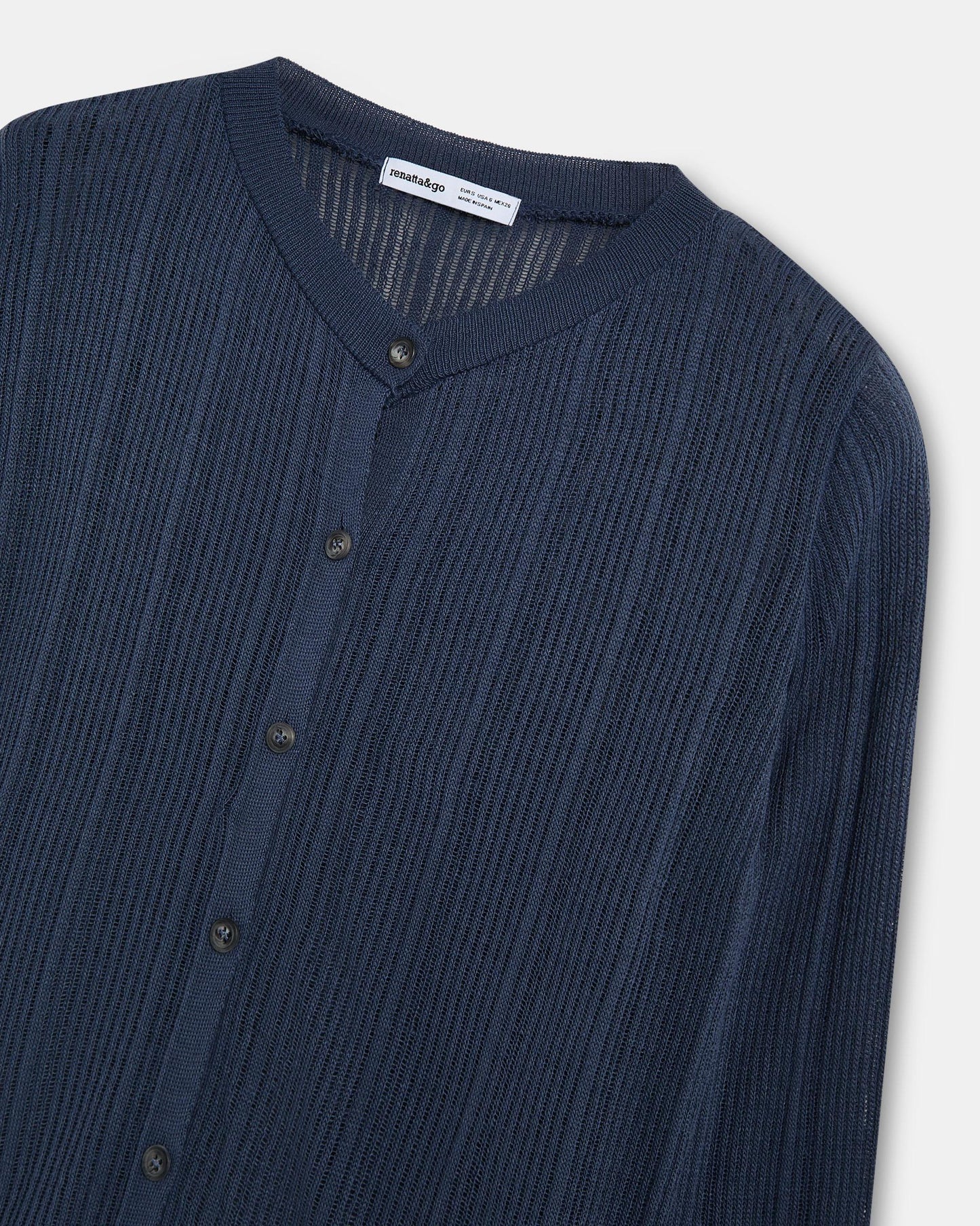 Veste Maille Côtelé Bleu