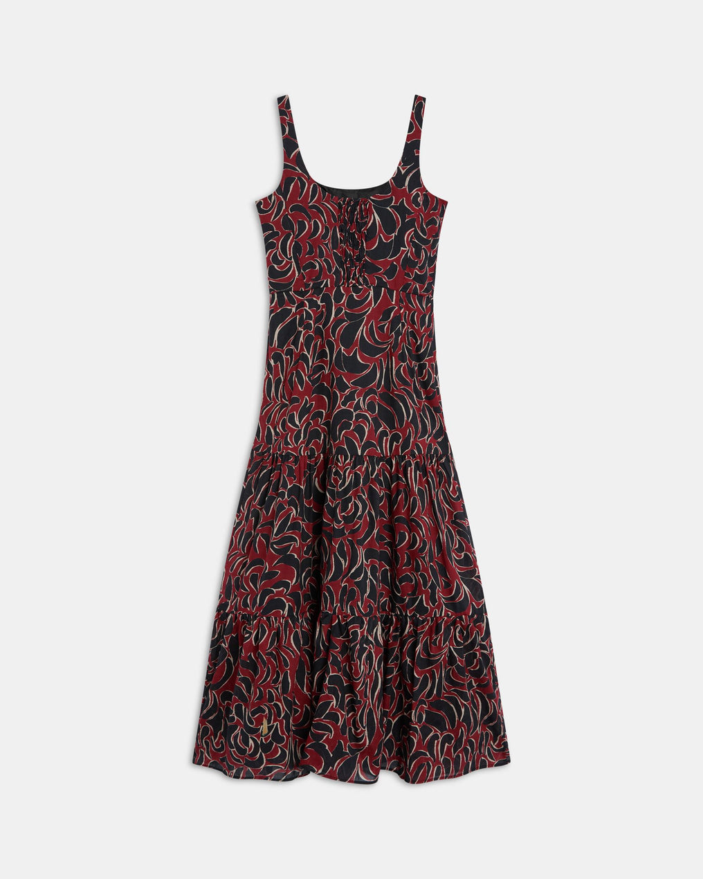 Robe Bretelles Coupes Imprimé Grenat