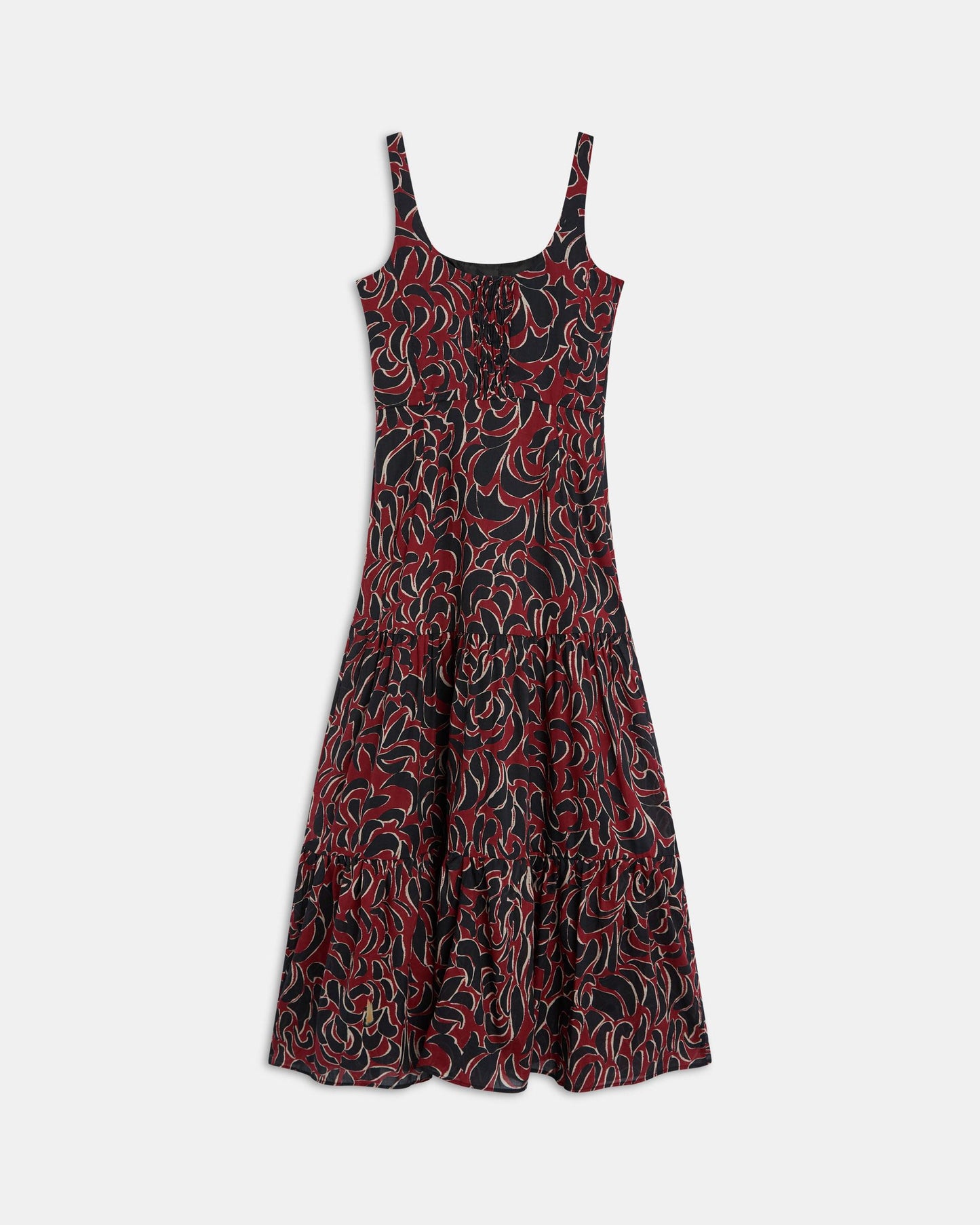 Robe Bretelles Coupes Imprimé Grenat