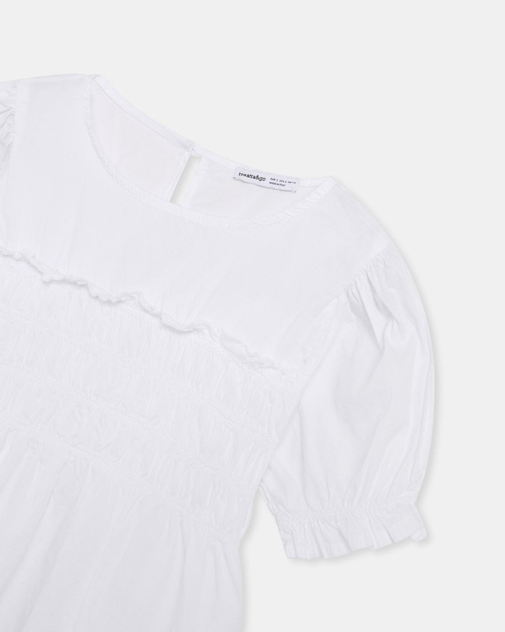 Blusa Manga Abullonada Gomas Blanca