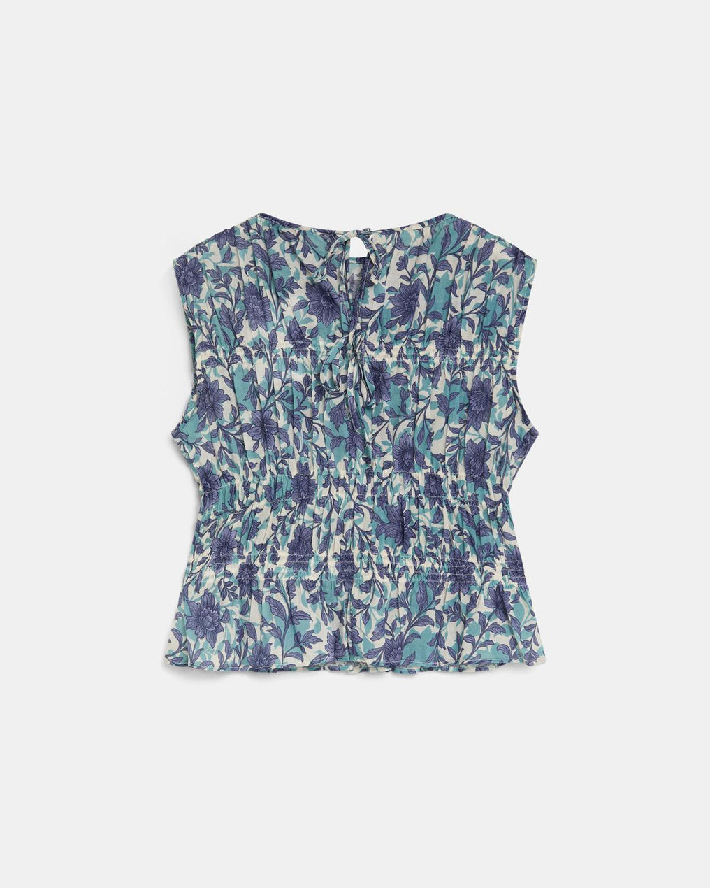 Top Élastiques Imprimé Floral Bleu