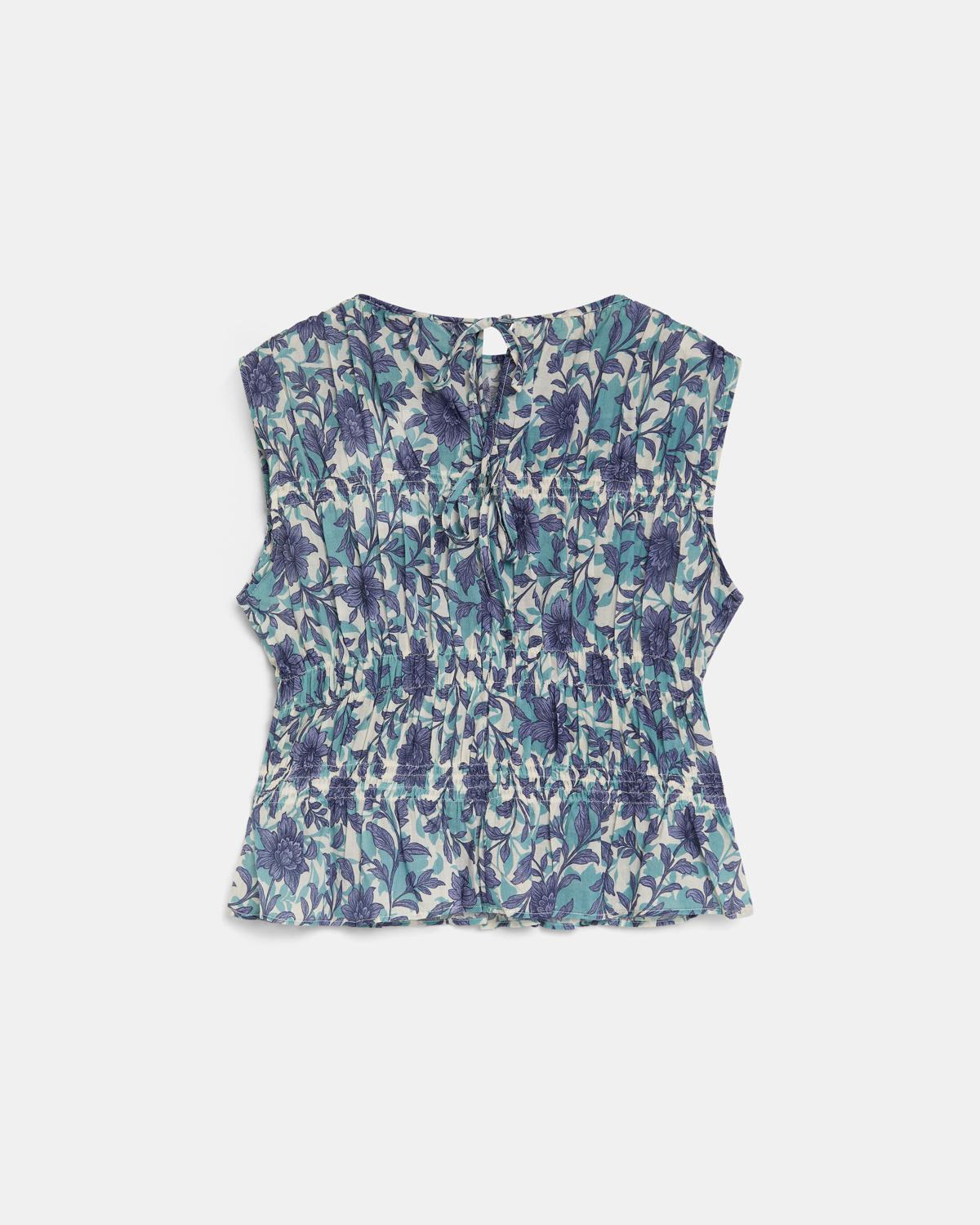 Top Élastiques Imprimé Floral Bleu