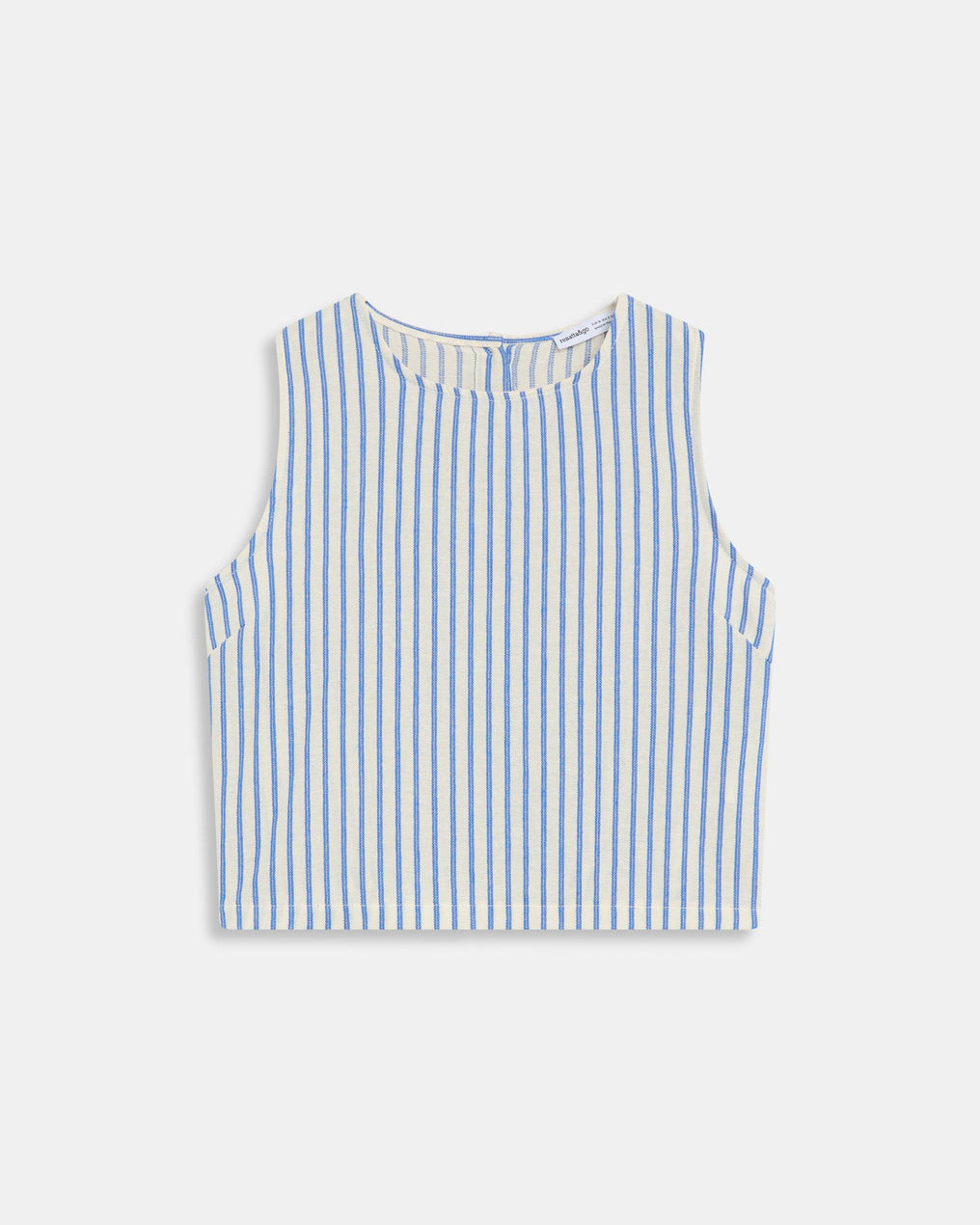 Top Sem Mangas Gola Redonda Riscas Azul