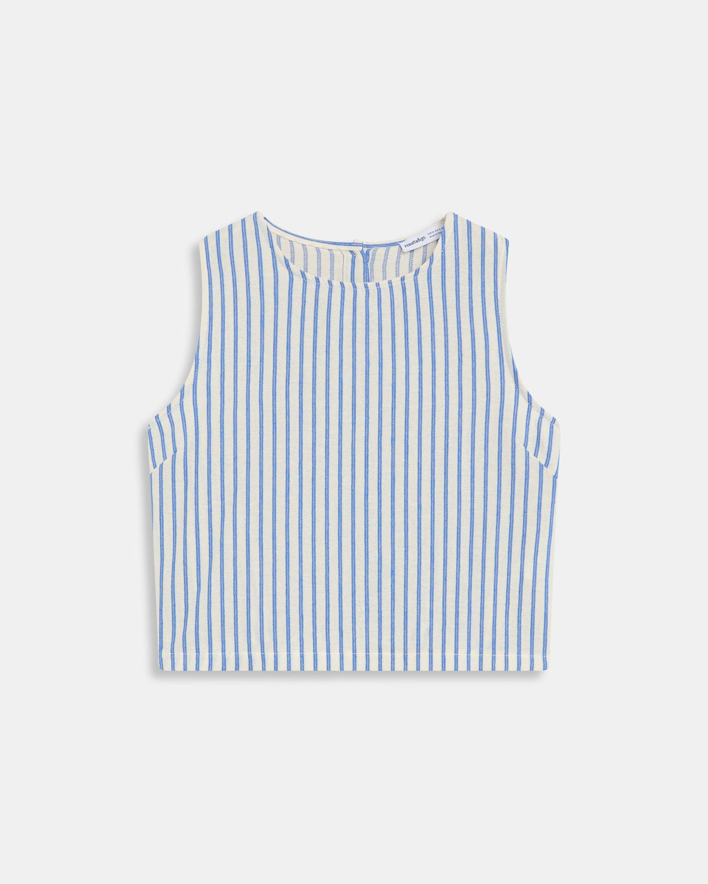 Top Sem Mangas Gola Redonda Riscas Azul