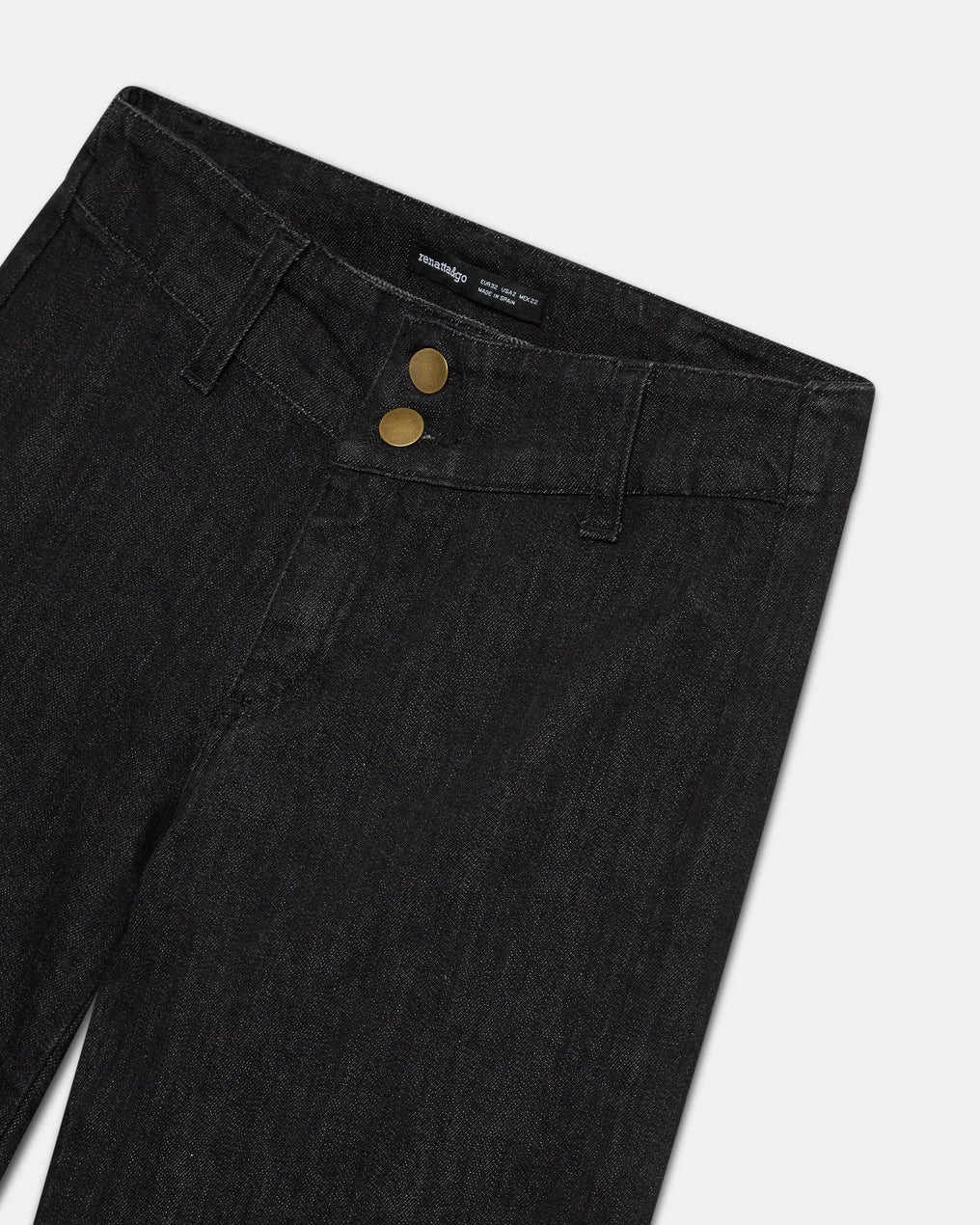 Black Double Button Waist Jeans