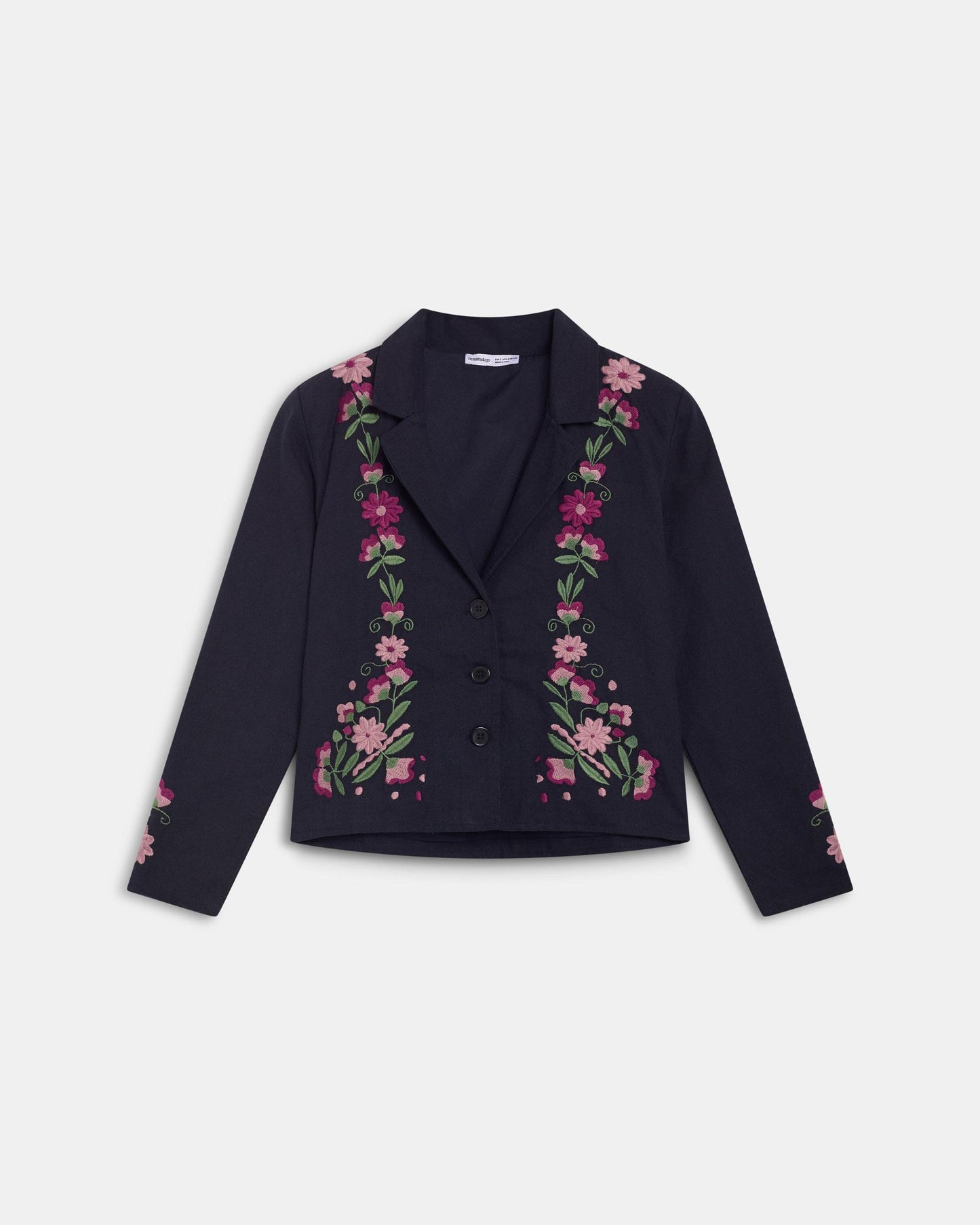 Floral Embroidered Blazer Black