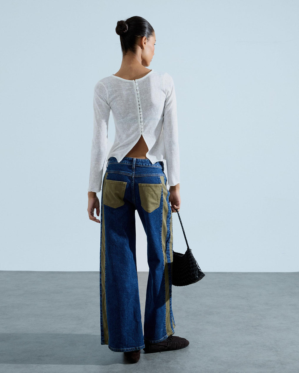 Jeans Contrastes Bolsillos Azul Jeans