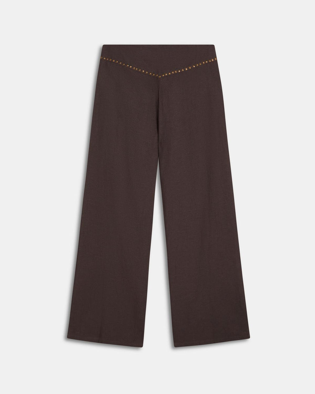 Brown Studded Flowy Trousers