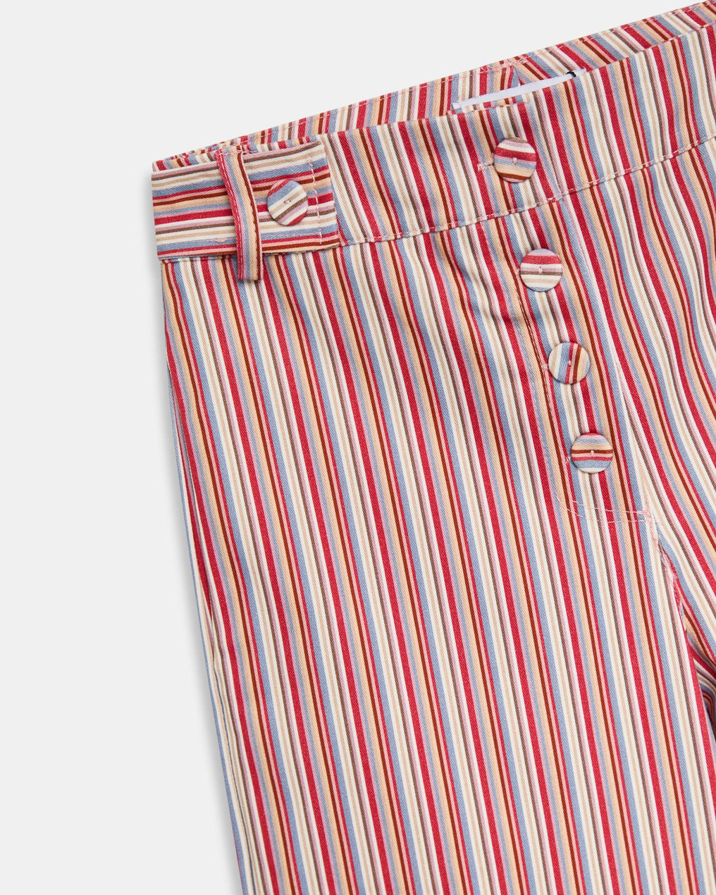 Pantalón Rayas Botones Multicolor