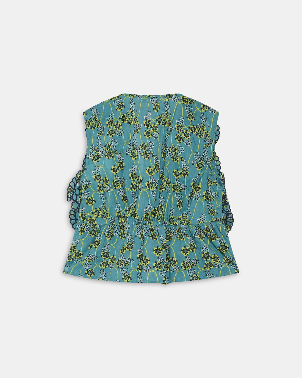 Top Bleu Imprimé à Broderies Florales