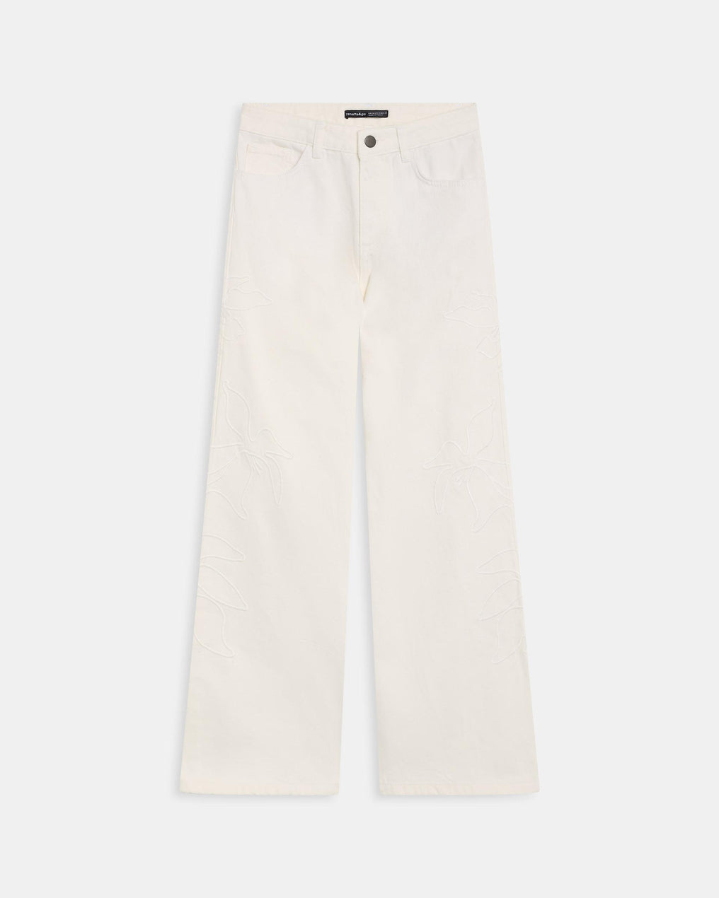 Jeans Bordados Silueta Flor Blanco