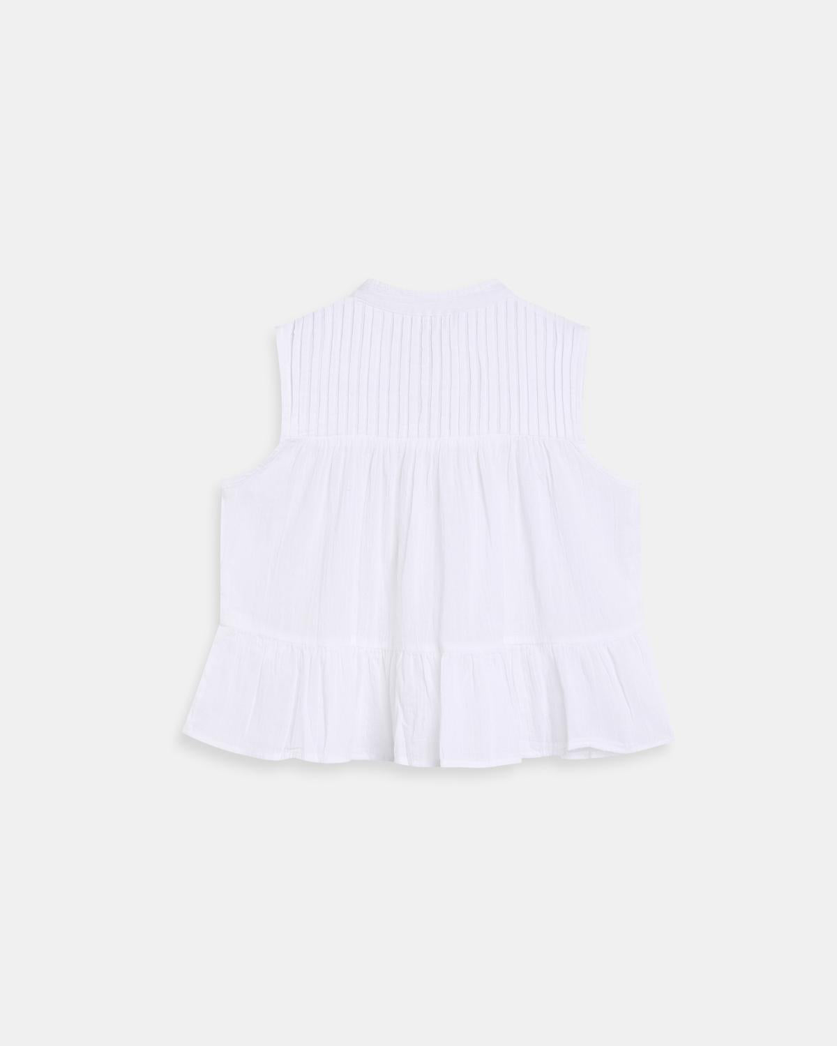 Sleeveless Frogging Blouse White