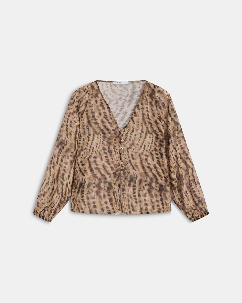 Blusa Fluida Animal Print Beige