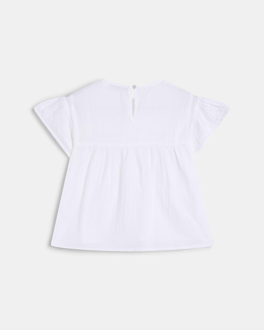 Blouse Manches Courtes Dentelle Avant Blanc