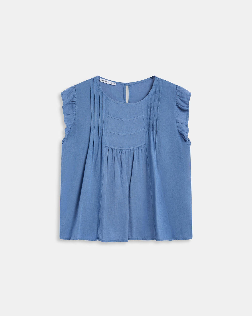 Blouse Volants Manches Bleu Foncé