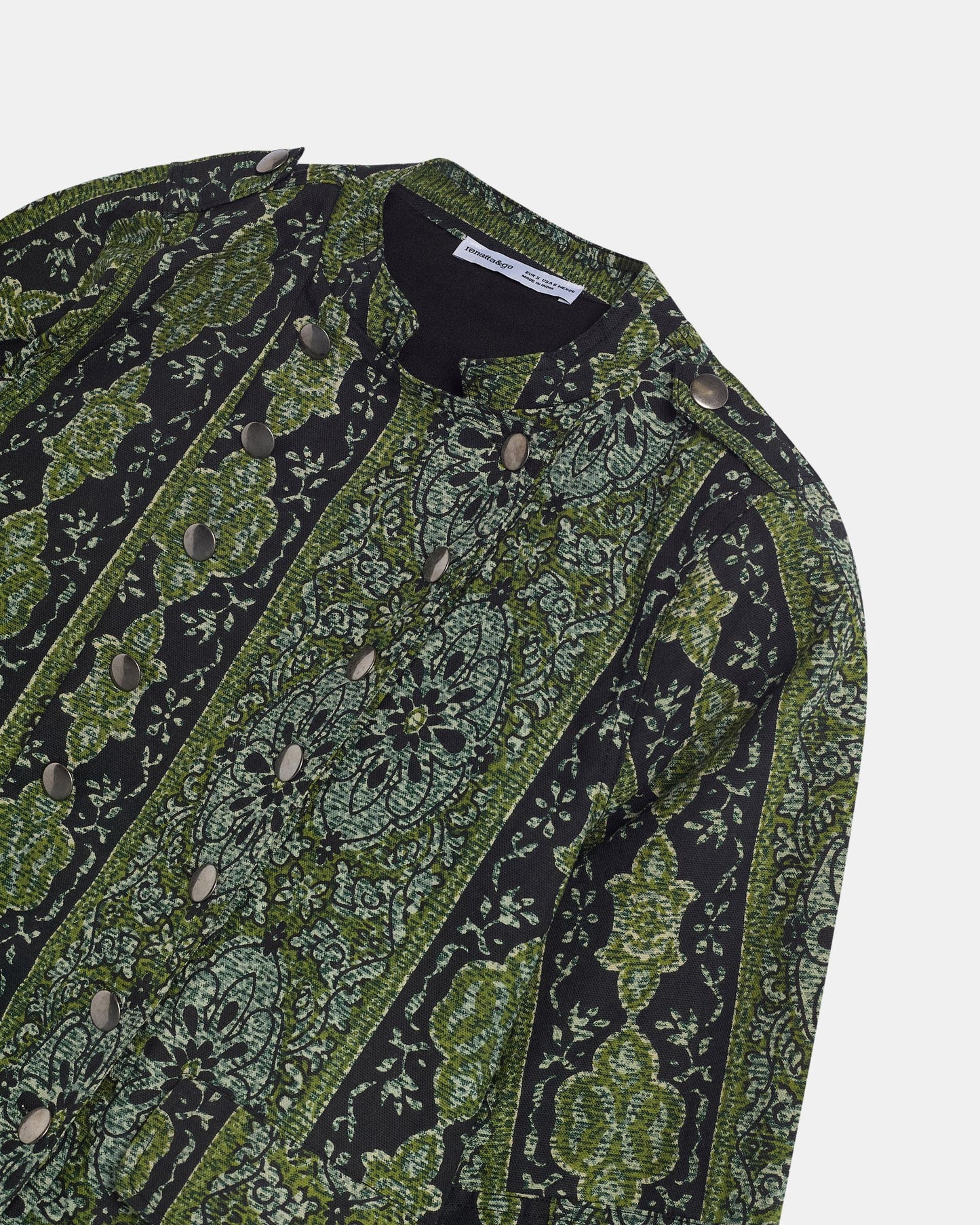 Veste Boutons Rabat Imprimé Vert