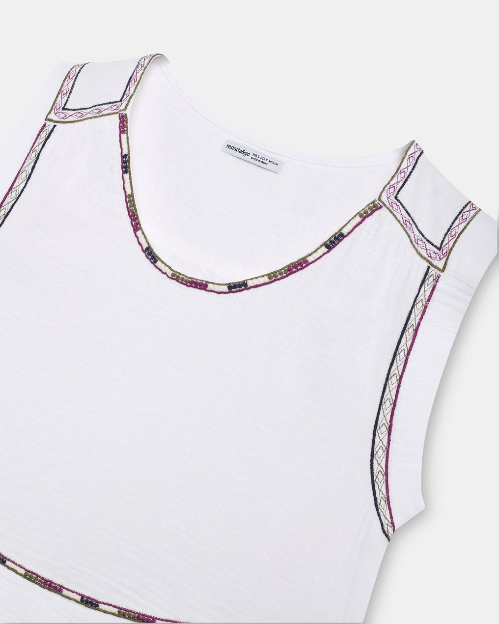 Top Sin Mangas Bordados Blanco