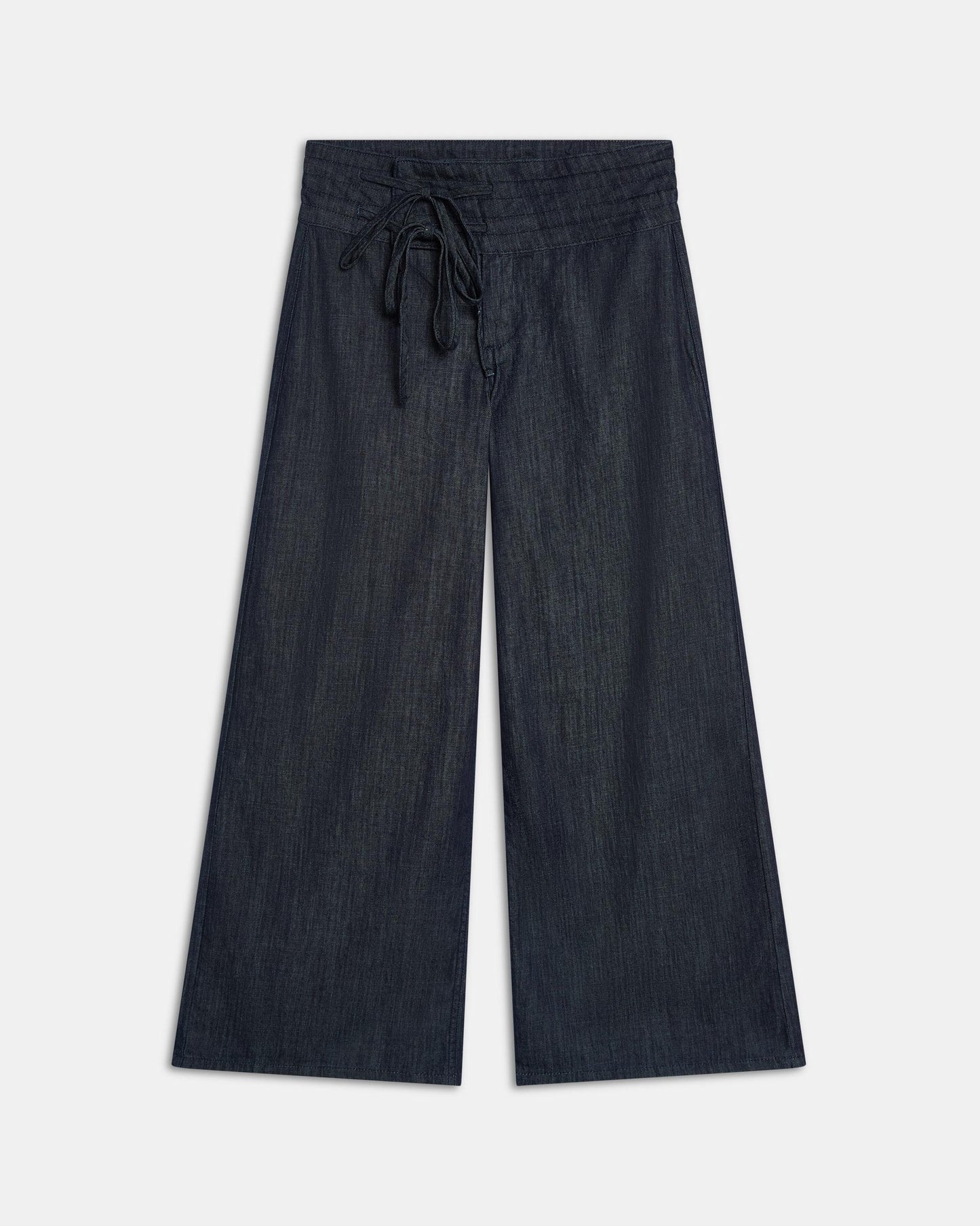 Jeans Triple Taille Lacet Bleu Foncé