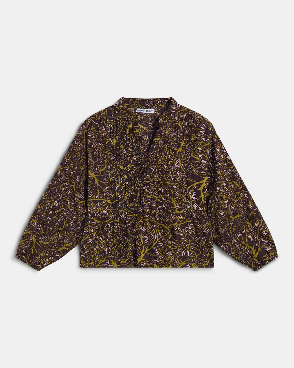 Blusa Botones Delanteros Estampada Marrón