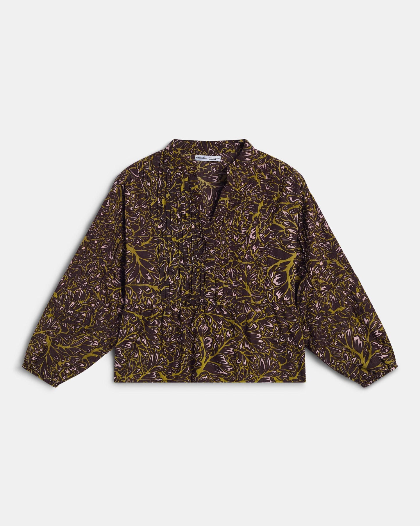 Blusa Botones Delanteros Estampada Marrón
