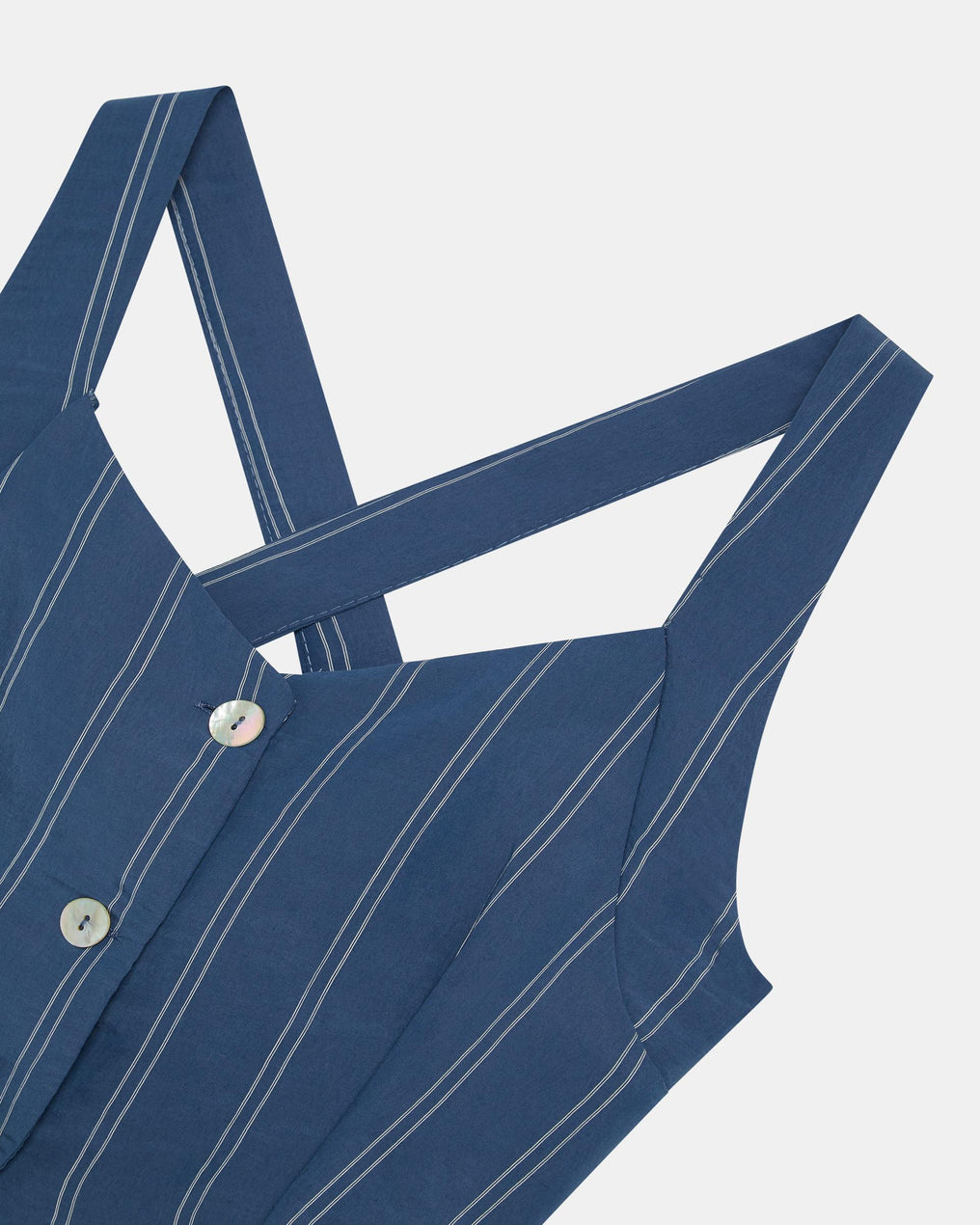 Top Botones Rayas Azul