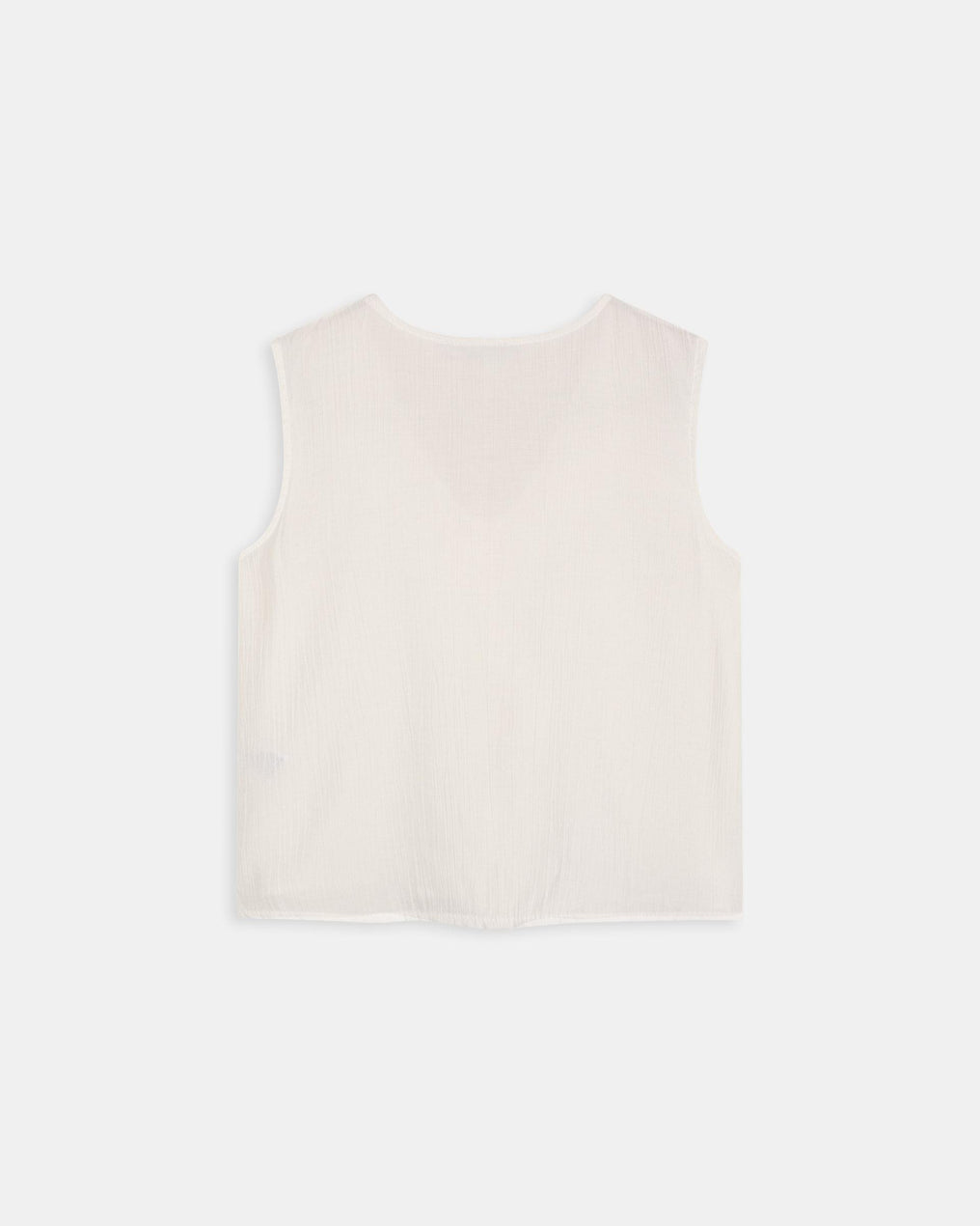 White V-Neck Ruffle Sleeveless Blouse