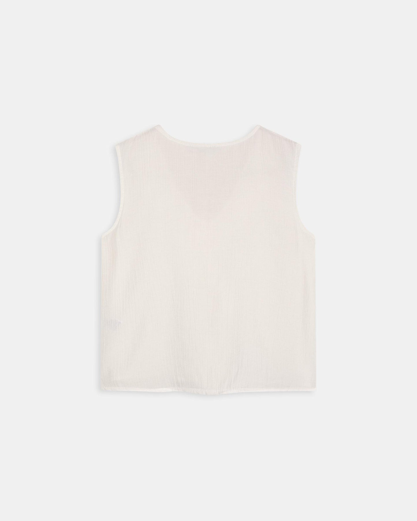 White V-Neck Ruffle Sleeveless Blouse