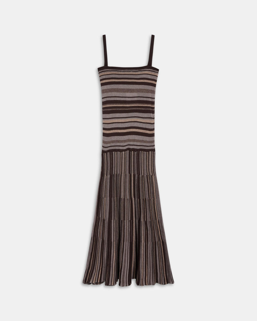 Robe Maille Rayures Marron