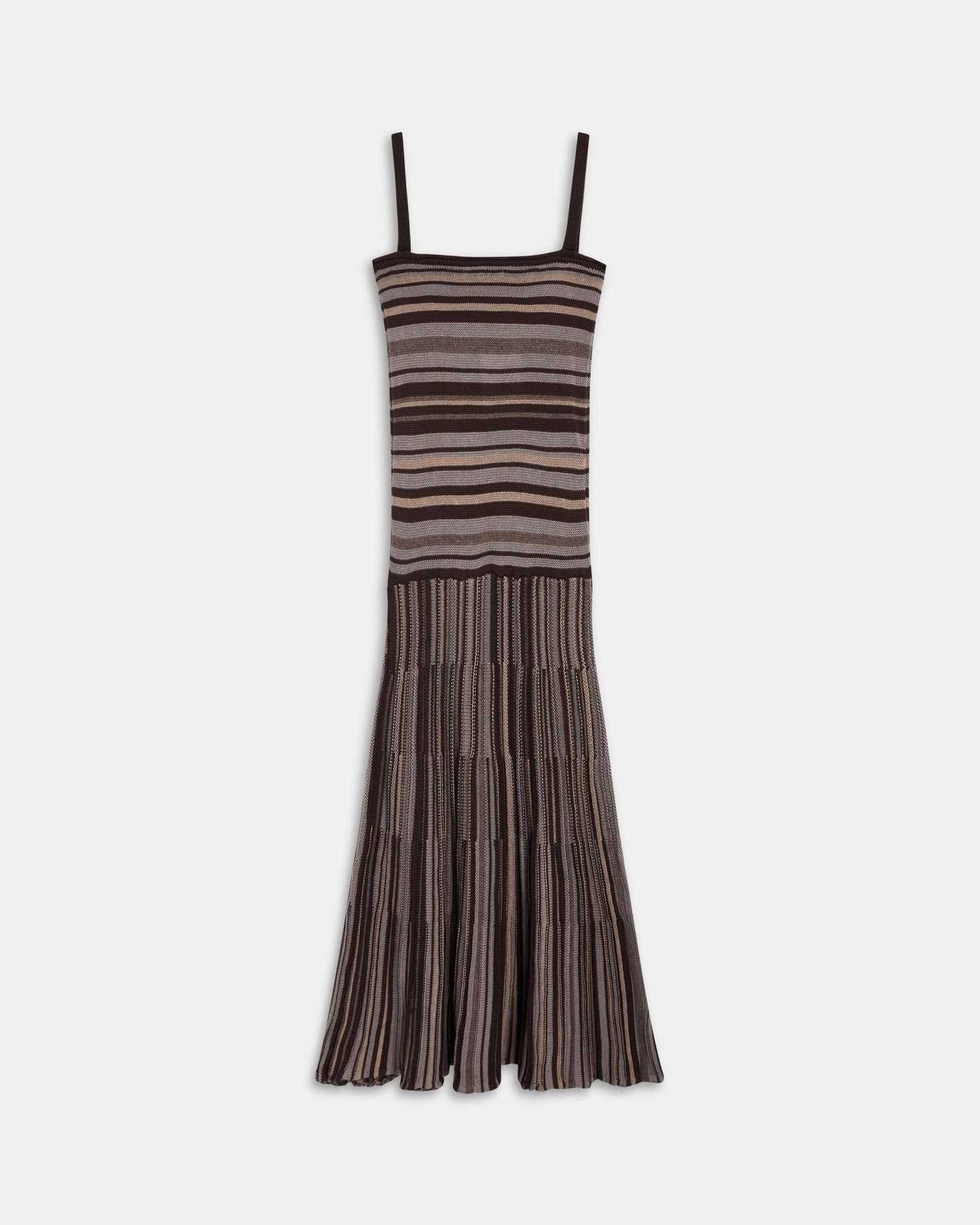 Robe Maille Rayures Marron