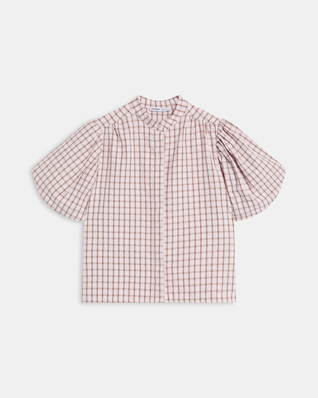 Puff Sleeve Gingham Blouse Pink