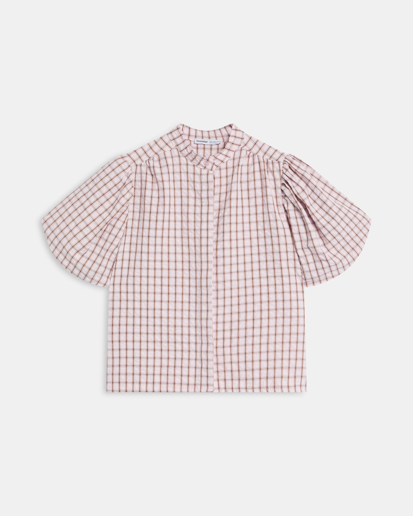 Puff Sleeve Gingham Blouse Pink