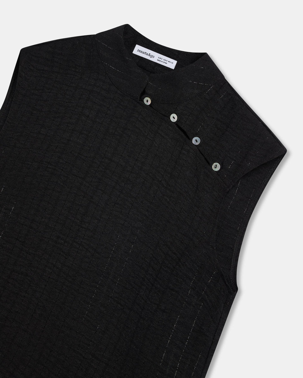 Blouse sans Manches Boutons Latéraux Rayures Lurex Noir