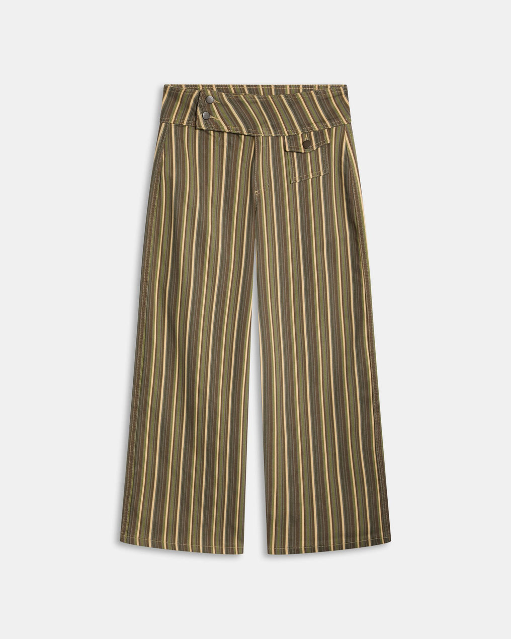 Triple Waistband Pocket Striped Green Jeans