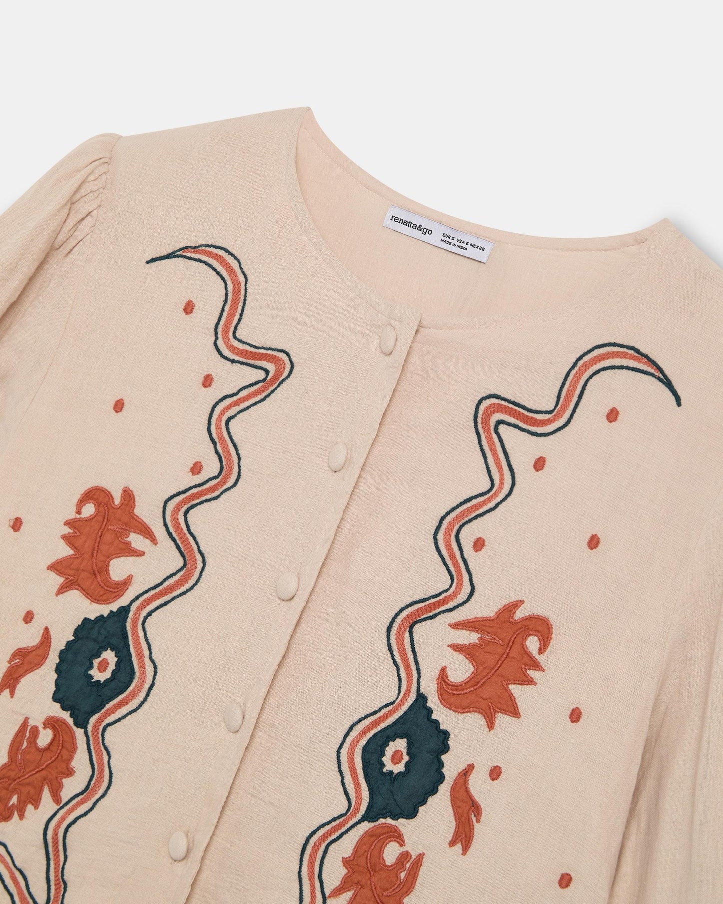 Sobrecamisa Bordados Etnicos Rosa Palo