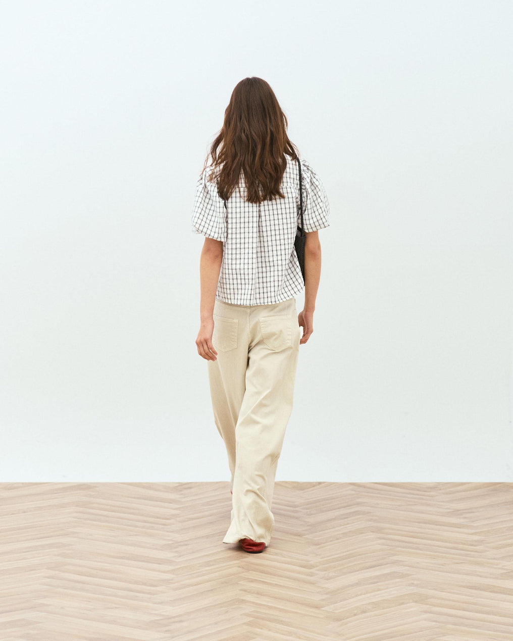 Puff Sleeve Gingham Blouse White