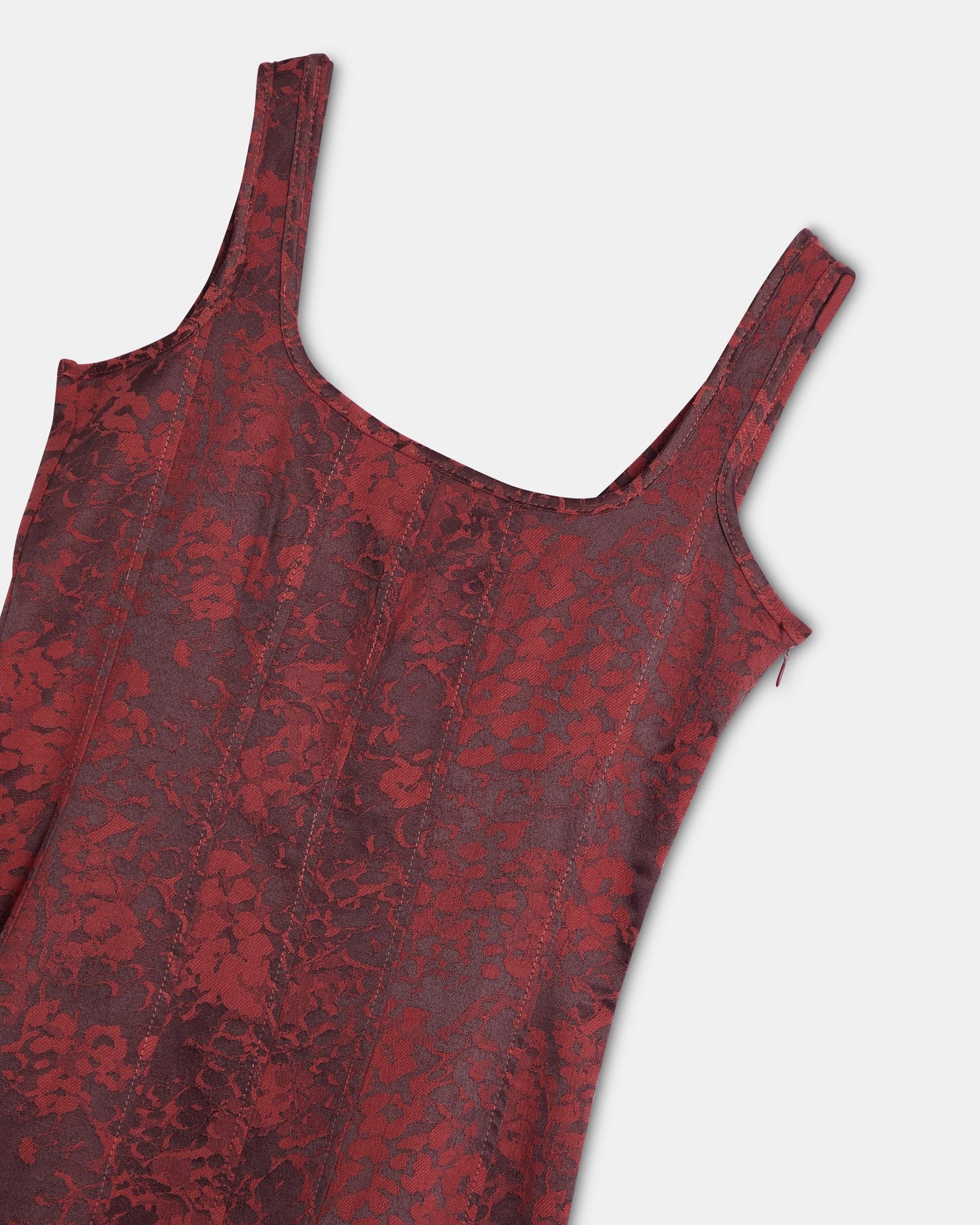 Vestido Alças Nervuras Jacquard Grená