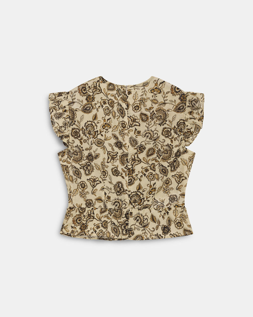 Blusa Volante Bajo Estampado Floral Crudo