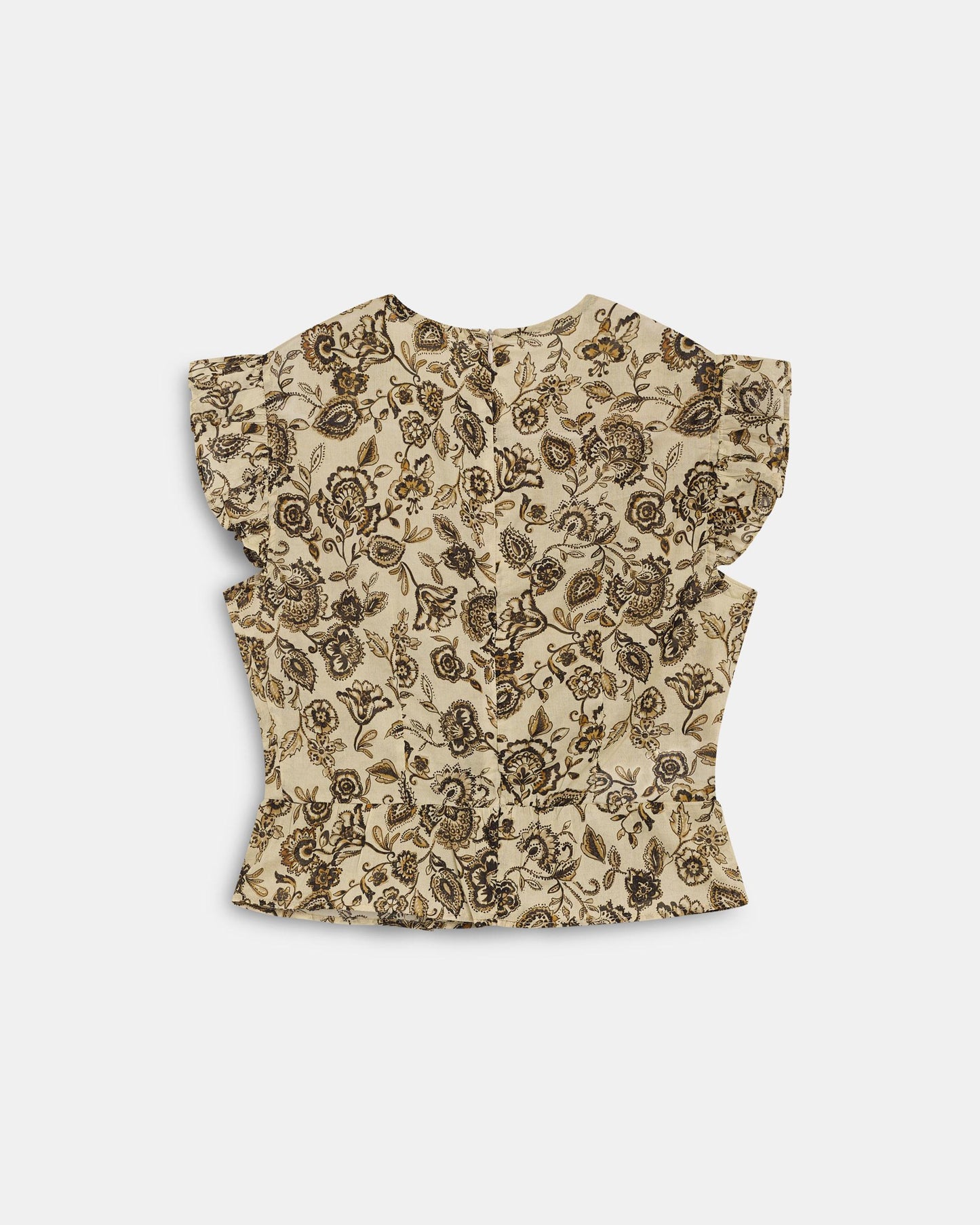 Blusa Volante Bajo Estampado Floral Crudo