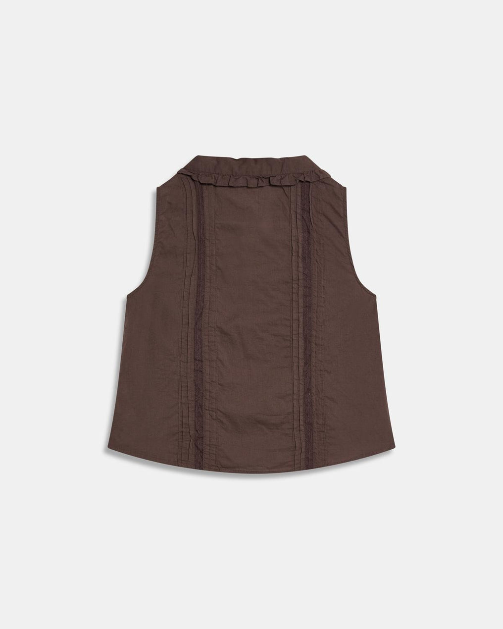 Sleeveless Blouse with Brown Bib