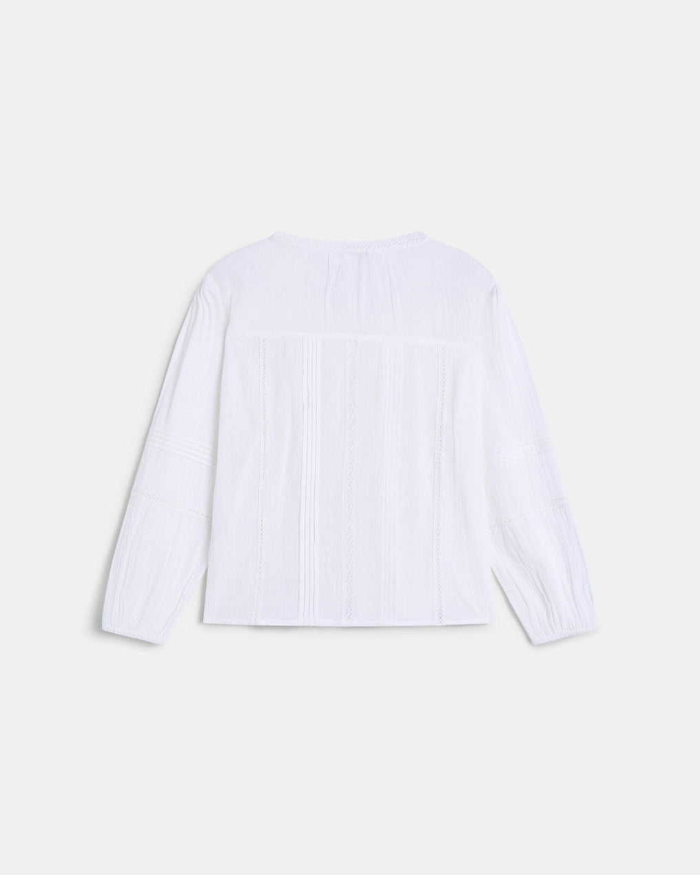 Blusa Escote Pico Puntillas Blanca