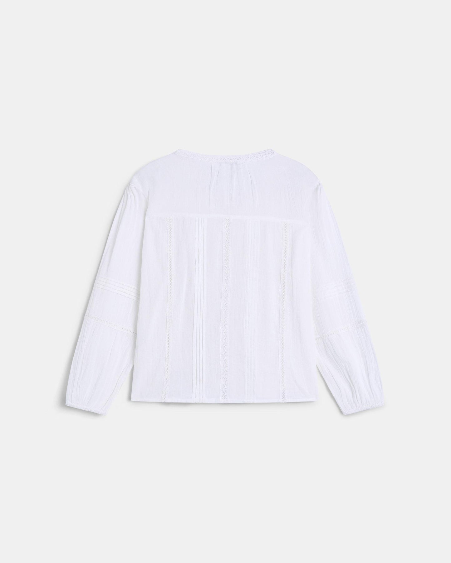 Blusa Escote Pico Puntillas Blanca