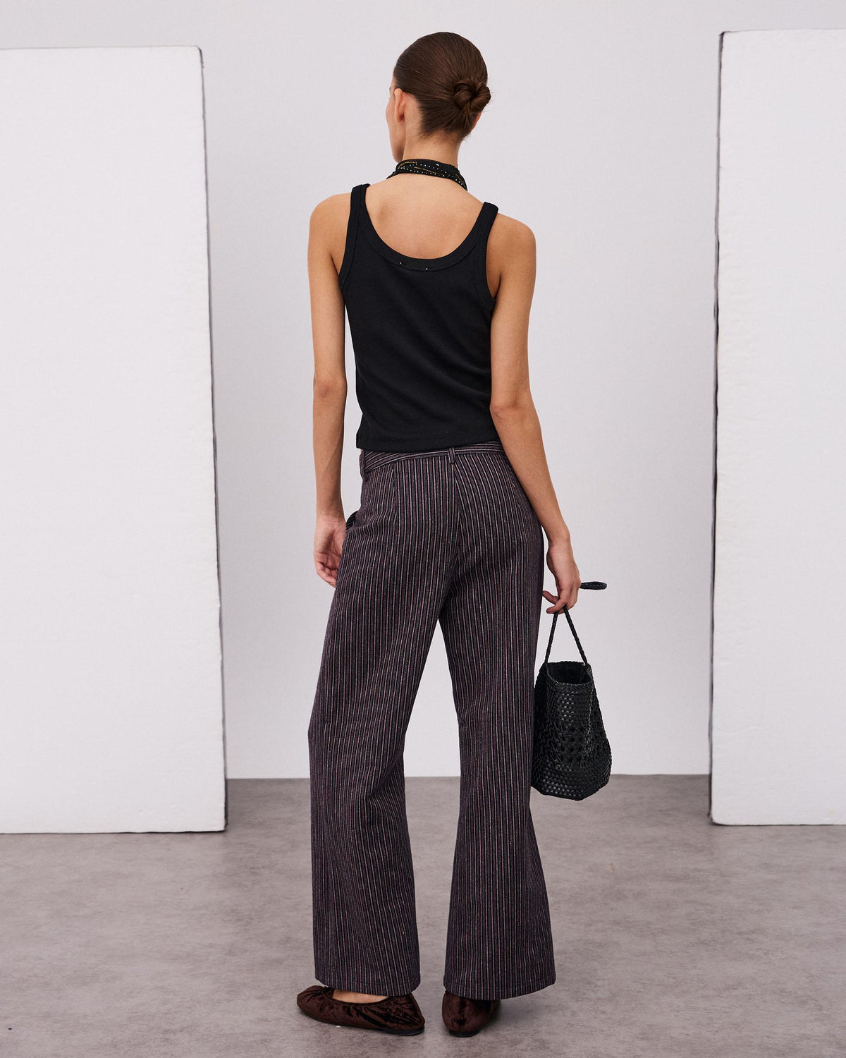 Pantalón Fluido Rayas Granate