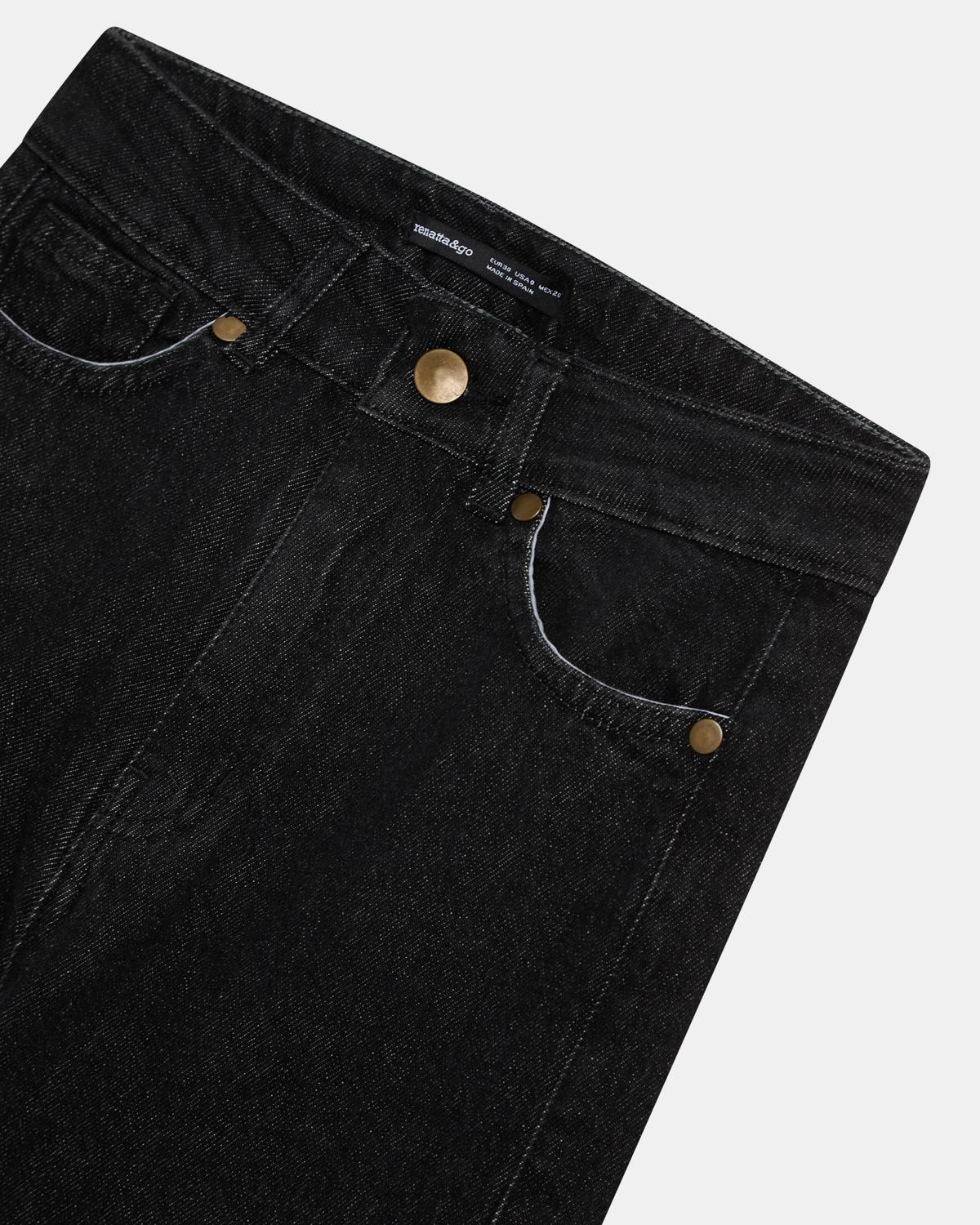 Jeans with Star Side Panel, Black